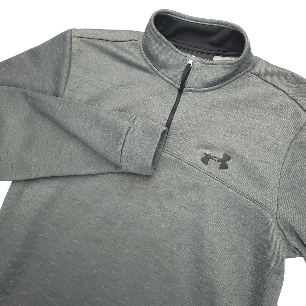 Under Armour ColdGear Pullover Mens Large Gray 1/4 Zip Long Sleeve Athletic
